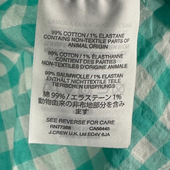 J Crew Boy Shirt Womens 4 Green Check Cotton Stretch Long Sleeve Button Up - Picture 7 of 8